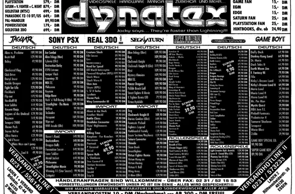 Dynatex-Werbeanzeige, Video Games 10/1995