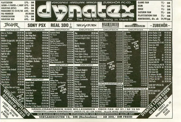 Dynatex-Werbeanzeige, Video Games 11/1995