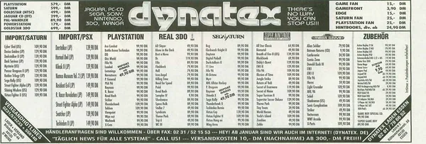 Dynatex-Werbeanzeige, Video Games 02/1996