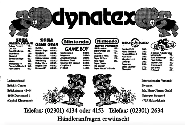 Dynatex-Werbeanzeige, Video Games 03/1991