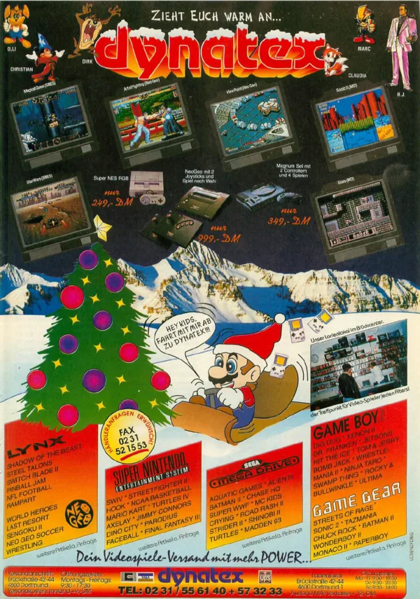 Dynatex-Werbeanzeige, Video Games 12/1992