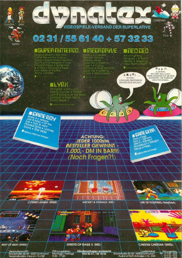 Dynatex-Werbeanzeige, Video Games 01/1993