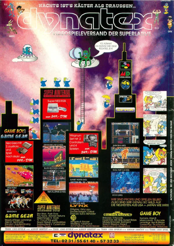 Dynatex-Werbeanzeige, Video Games 02/1993