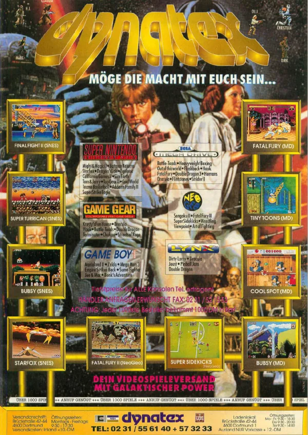 Dynatex-Werbeanzeige, Video Games 03 + 04/1993