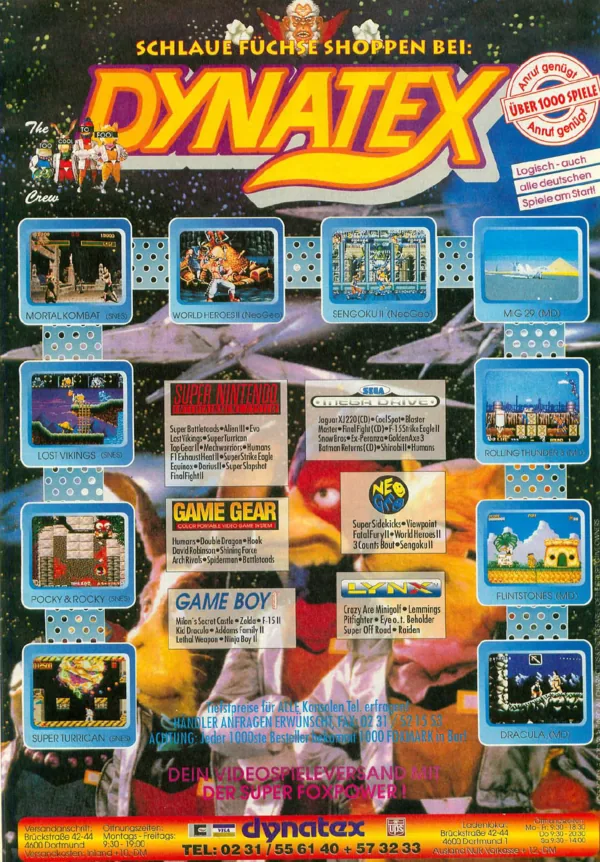 Dynatex-Werbeanzeige, Video Games 05 + 06 + 07 + 08/1993