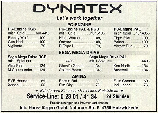 Dynatex-Werbeanzeige, Power Play 11/1989