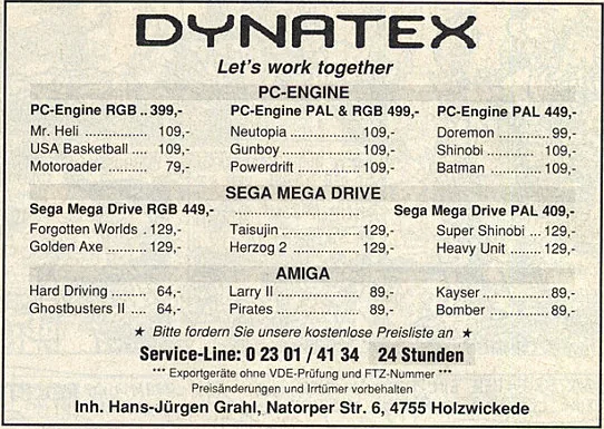 Dynatex-Werbeanzeige, Power Play 02/1990