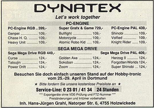 Dynatex-Werbeanzeige, Power Play 03/1990