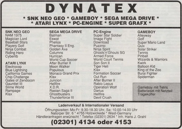 Dynatex-Werbeanzeige, Power Play 10/1990