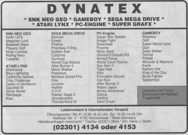 Dynatex-Werbeanzeige, Power Play 11/1990